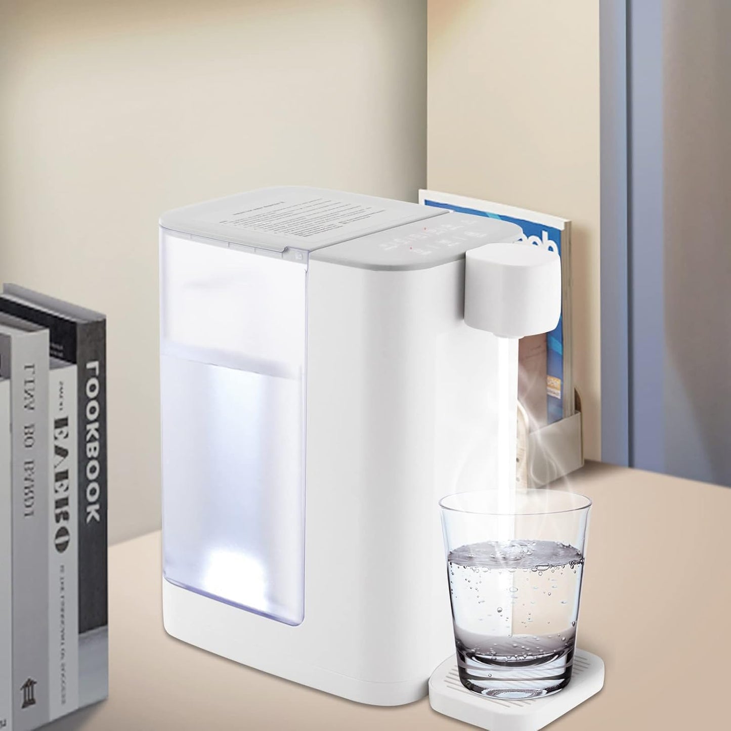 Instant Hot Water Dispenser 3L/102 OzCountertop Water Boiler & Warmer for Tea, Coffee and Baby Formula, Adjustable 5 Temperatures & 2 Water Outputs (White)