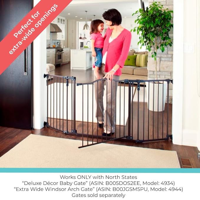 Toddleroo by North States - 6-Bar Extension for Deluxe Décor Gate: 15 Inch Baby Gate Extension - Add Up to 6 Extenders - Matte Bronze