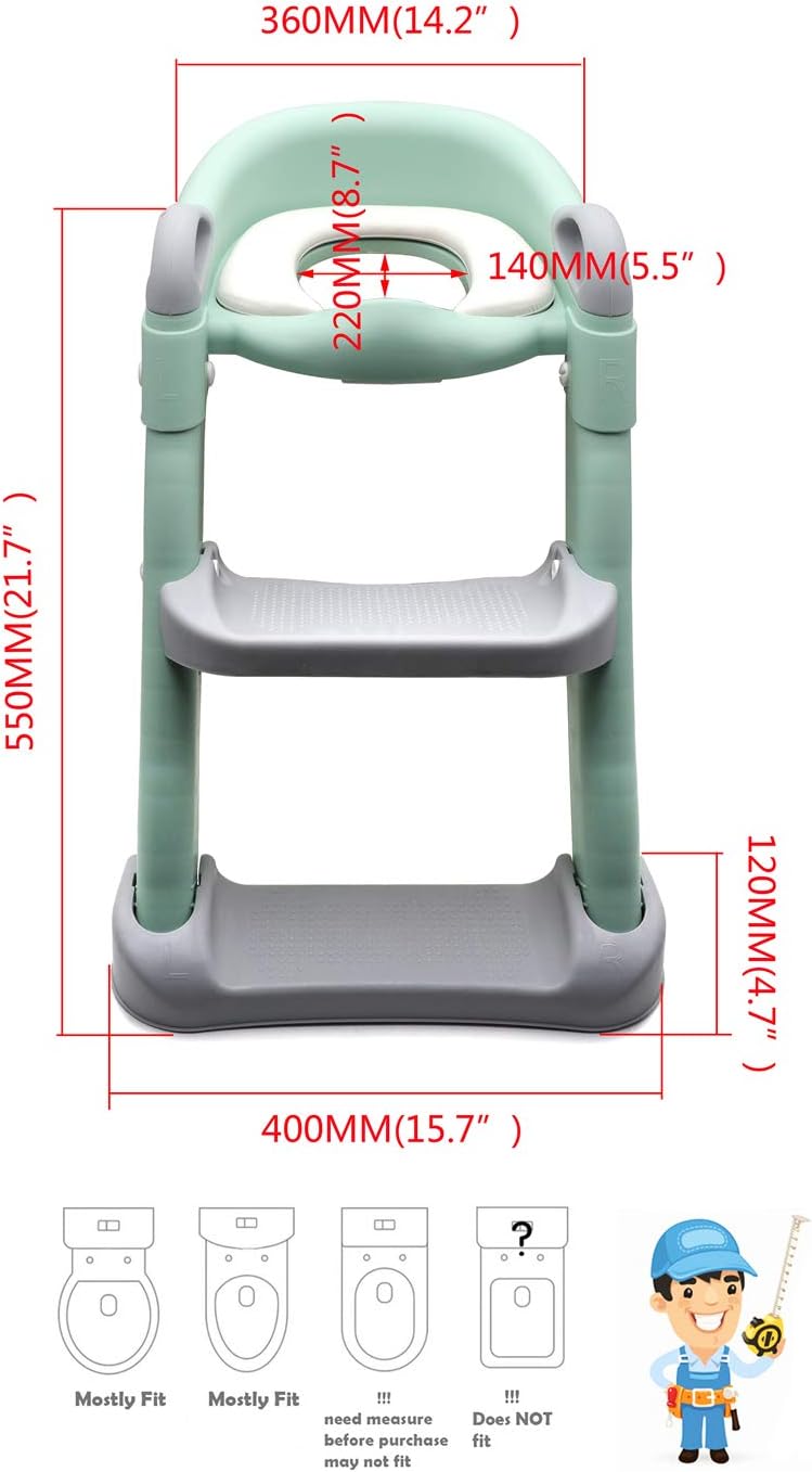 HTTMT- Giraffe Potty Training Toilet Ladder Seat With Upgraded Cushion Step Stool Ladder Toilet Chair/Toilet Trainer for Baby Toddler Kids Children In Pink [P/N: ET-BABY001-PINK STEP]