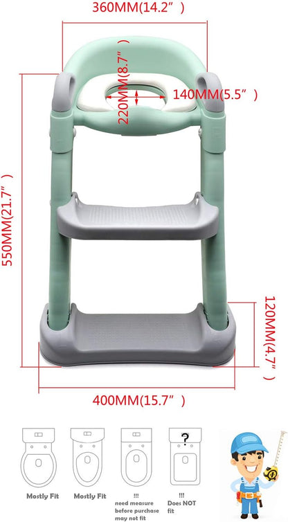 HTTMT- Giraffe Potty Training Toilet Ladder Seat With Upgraded Cushion Step Stool Ladder Toilet Chair/Toilet Trainer for Baby Toddler Kids Children In Pink [P/N: ET-BABY001-PINK STEP]