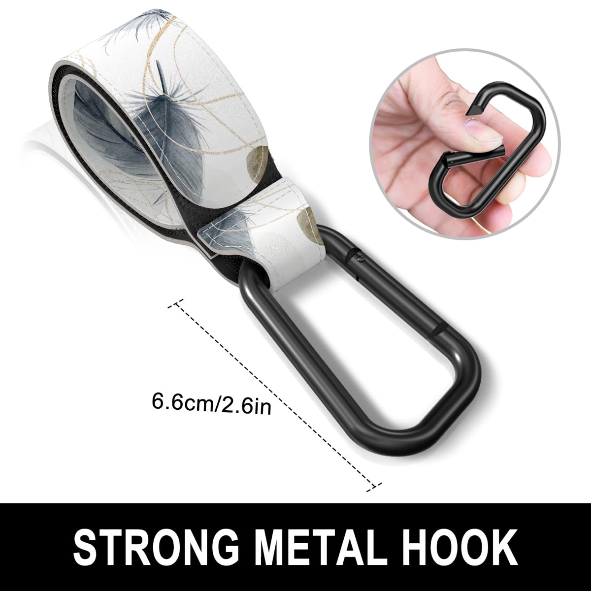 Baby Stroller Hooks for Hanging Bags, Universal Stroller Clips Accessories, Mommy Hook for Diaper Bag, Shopping Cart, Purse, Backpack - 2 Pack, Abstract Leaf