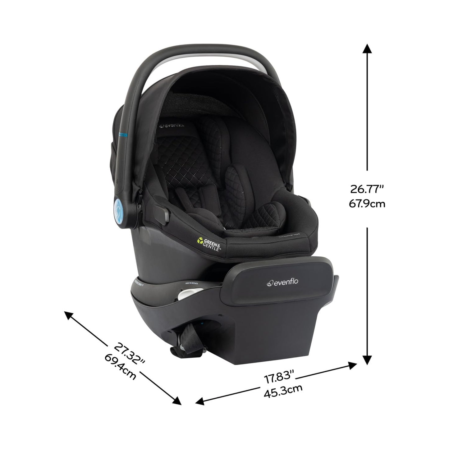 Evenflo Revolve180 LiteMax NXT Rotating Rear-Facing Lightweight Preemie and Infant Car Seat 3-30lbs. with SensorySoothe. Easy Install with Base (Agate Purple)