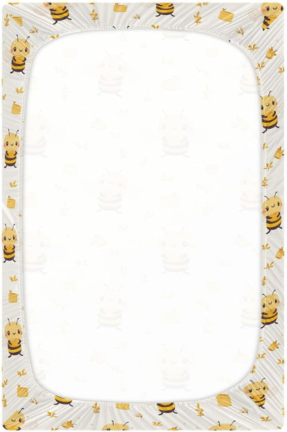Fitted Crib Sheets Pink Checkered and Bows Stretchy Portable Playard Sheets for Baby Toddler, Breathable Soft Mini Crib Mattress 39 x 27 in for Boys and Girls