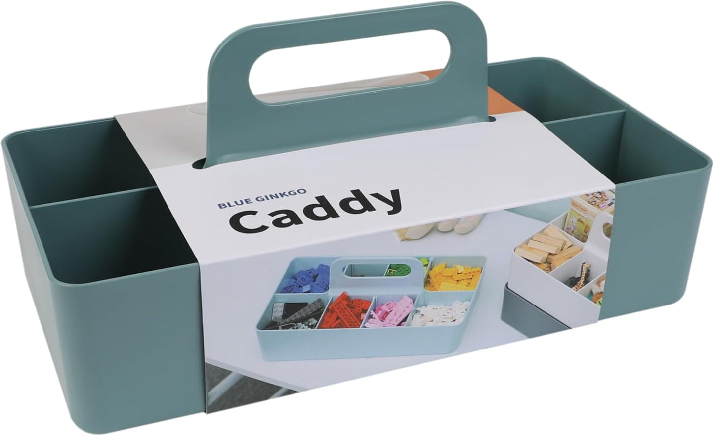 BLUE GINKGO Stackable Organizer Caddy – Korean-Made Portable Tote for Bathroom, Office, Crafts, or School Supplies (Rectangle, Green)