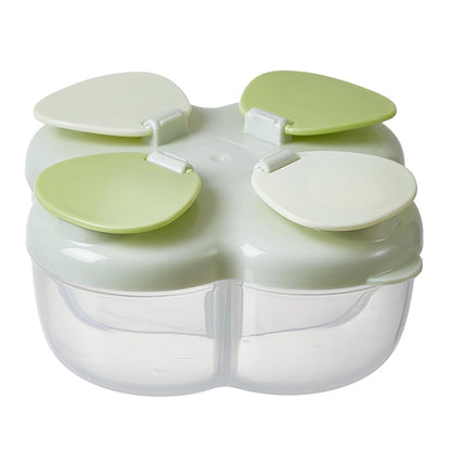 Formula Dispenser No-Spill with Four Compartment, Infant Milk Powder Dispenser Portable On The Go, Kids Snack Formula Containers for Travel Hold Outdoor, Violet
