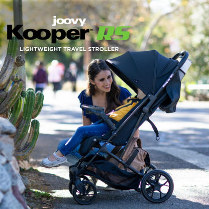 Joovy Kooper X2 Double Stroller, Lightweight Travel Stroller, Compact Fold with Tray, Black