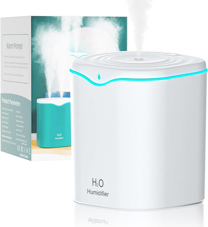 Humidifiers for Bedroom, 25dB Quiet Cool Mist Humidifier for Home, 2L Top Fill Tank for Large Room with 24H Runtime, Carry Handle, NightLight, 12H Auto Shut-off Safety for Nursery/Office/Plants