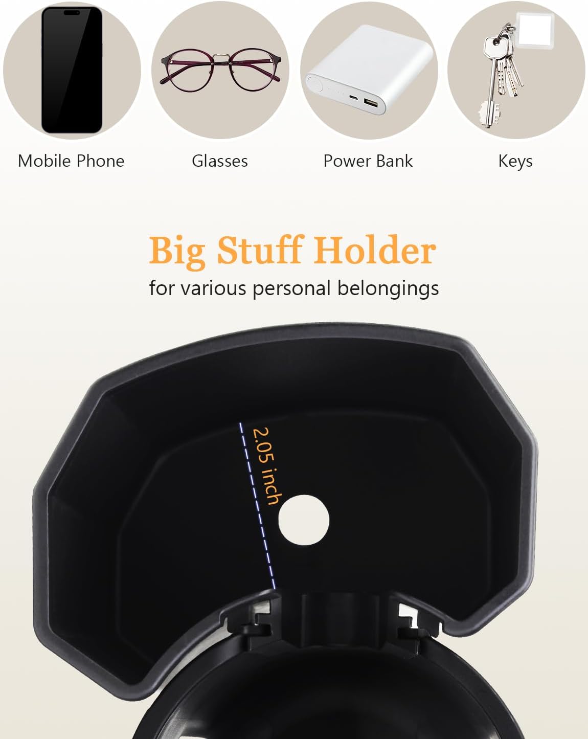 Universal Stroller Cup Holder with Phone Holder, 360° Rotatable Strong Clip, Big Storage Space for Walker, Wheelchair, Stroller, Bike