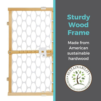 Toddleroo by North States - Quick-Fit Oval Mesh Wooden Baby Gate: Pressure Mounted Baby Gate for Doorways - Adjustable 26.5 to 42 Inches Wide - 23 Inches Tall
