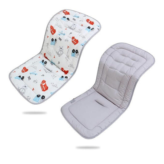 Baby Stroller Cushion,Infant Car Seat Insert-Reversible Universal Breathable and Soft Newborn Stroller Mat,100% Cotton Cover Toddler Seat Pad Liner-34x78cm,1 Pack(Car+Gray)