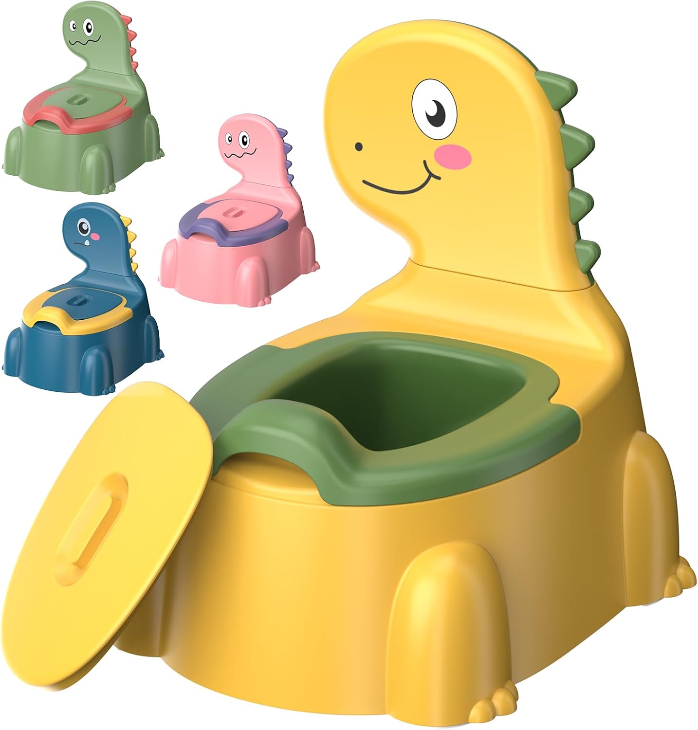 Potty Training Toilet Toddler Potty Chair Kids Boys Girls Dinosaur Animal Comfortable Potties Training Seat for Childrens Ages 1-3 Portable Baby Toilets with Lid Back Easy to Clean Potty Trainer,Blue