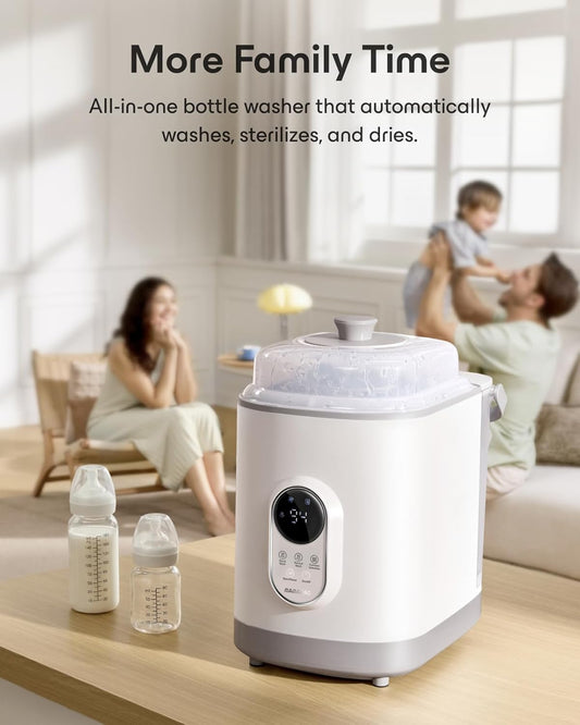Baby Bottle Washer Pro, Sterilizer & Dryer — Wash 6 Bottles at Once, All-in-One Cleaner for Bottles, Pump Parts & Baby Essentials – Replaces Hand Washing, Time-Saving for Busy Parents