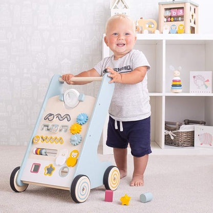 Bigjigs Toys FSC® Certified Activity Baby Walker - Wooden Walkers for Babies, Eco-Friendly Baby Walkers for 1 Year Olds, Push Along Toys