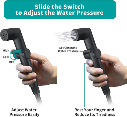 MIAOHUI Muslim Shower, Handheld Bidet Sprayer for Toilet, Cloth Diaper Sprayer, Health Faucet, Bum Gun with Hose and Holder, Wall or Tank Mount(Chrome)