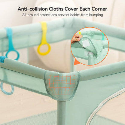COMOMY Playpens for Babies and Toddlers, Small Baby Play Pens, Activity Center for Safe and Non-Slip Baby Fence, Full Mesh Design, Indoor & Outdoor Kids Activity Center (Dark Grey, 36"x36")