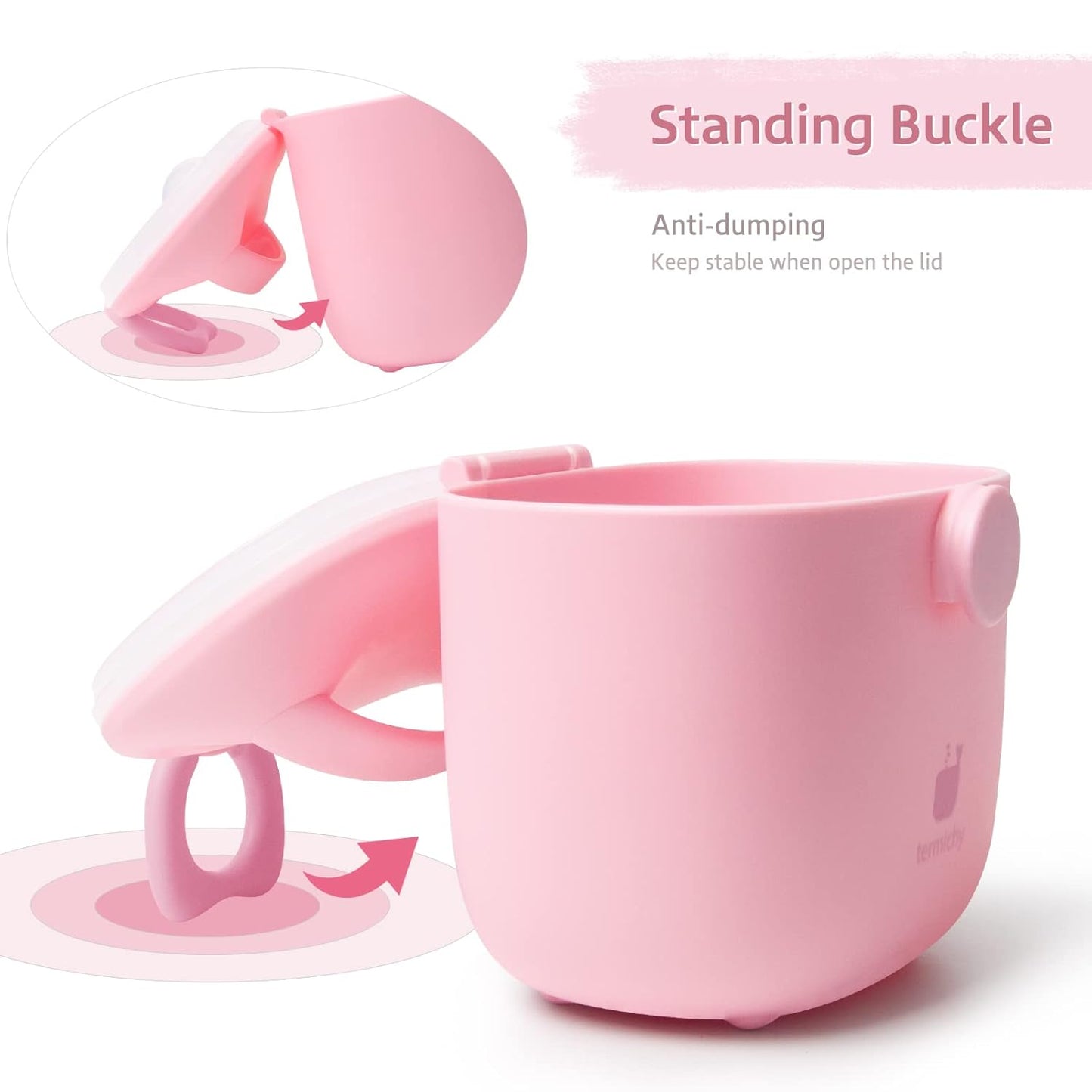 Termichy Baby Formula Dispenser, Portable Milk Powder Dispenser Container with Carry Handle and Scoop for Travel Outdoor Activities with Baby Infant, 8.8OZ, 0.55LB, 250g, 500ml (Pink)