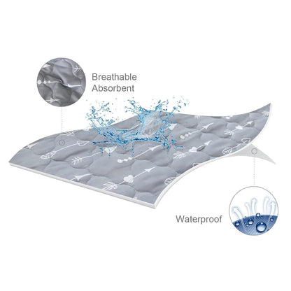 Pack and Play Sheets Mattress Pad Protector Fitted Waterproof Playard Mattress Cover, Compatible with Graco Pack n Play & Dream On Me & Pamo Babe, Playpen/Playard Sheet Quilted, Gray, 39" x 27"