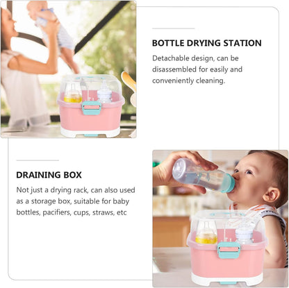 Kisangel Baby Bottle Drying Rack High Capacity Bottle Dryer with Detachable Hollow Drain Net and Pacifier Holders Compact Organizer for Kitchen Countertop Storage