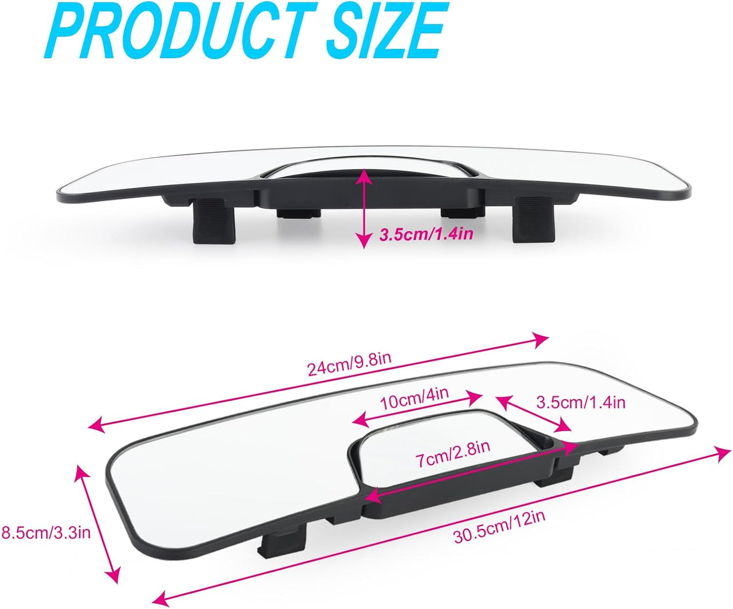 12" Car rear view mirror, car panoramic rearview mirror with Baby Rear-Facing,HD, effectively reducing blind spots .Used for car, SUV, truck
