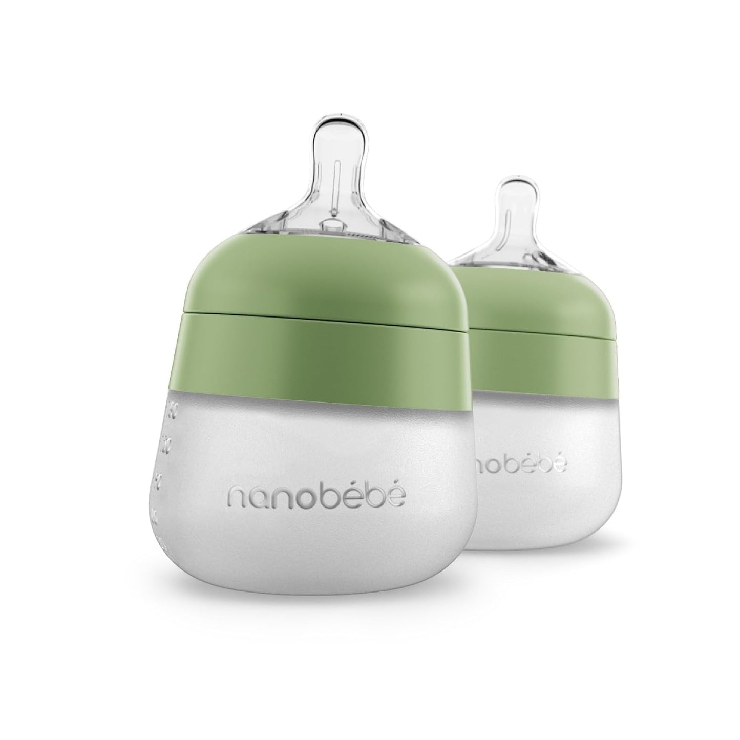 Nanobebe Flexy Silicone Baby Bottle, Anti-Colic, Natural Feel, Non-Collapsing Nipple, Non-Tip Stable Base, Easy to Clean 4-Pack, Pink/White, 5 oz