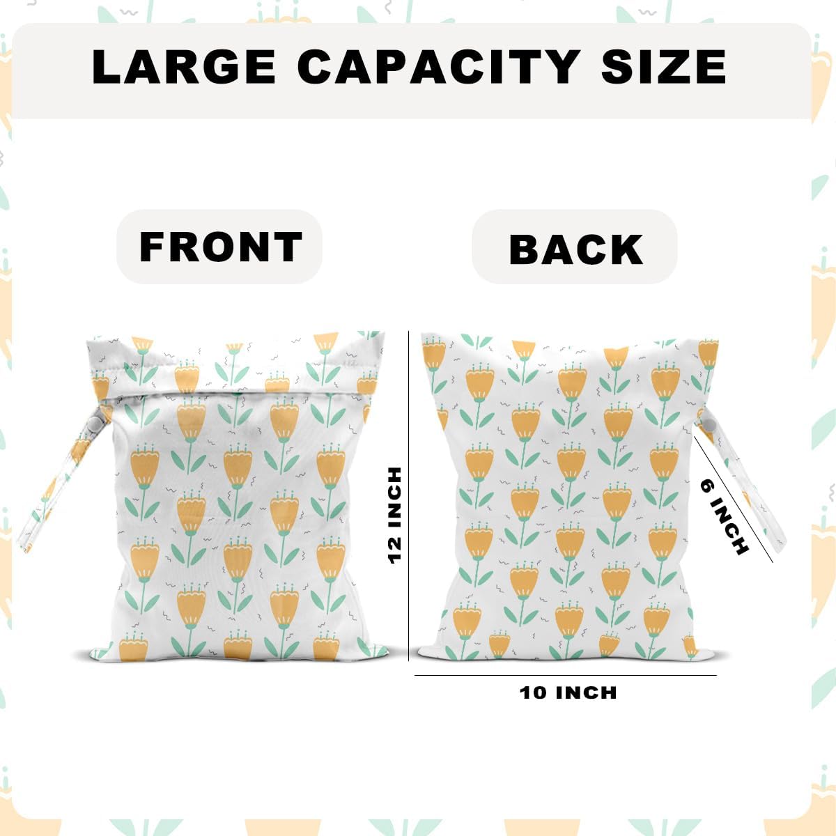 Unicorn Wet Dry Bag 12x10 Inch, Waterproof Reusable Wet Bag with Two Zippered Pockets & Handle for Swimsuit Travel Beach Pool Gym Stroller Dirty Yoga Gym Clothes Toiletries Daycare Organizer