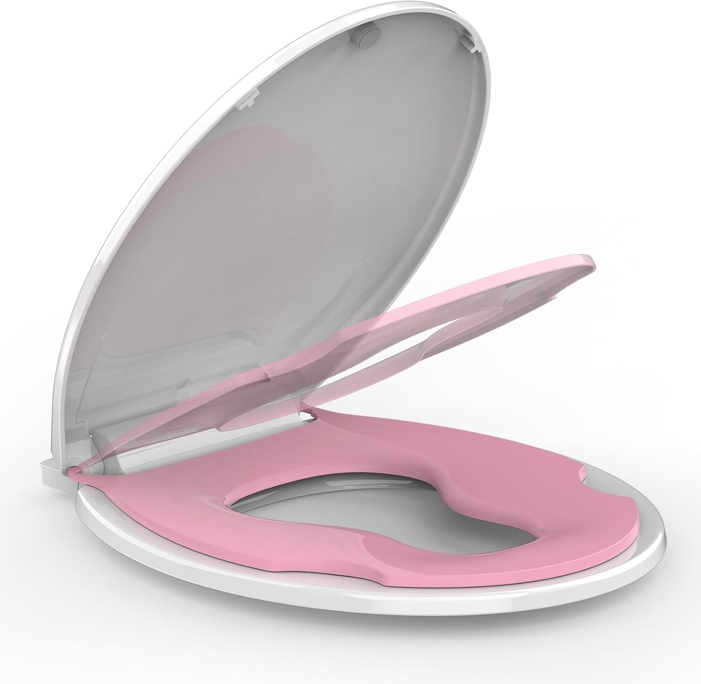 Toilet Seat Round,Toilet Seat with Toddler Seat Built in, Potty Training Toilet Seat Round Fits Both Adult and Child, with Soft Close,Easy Install and Clean - White, Round