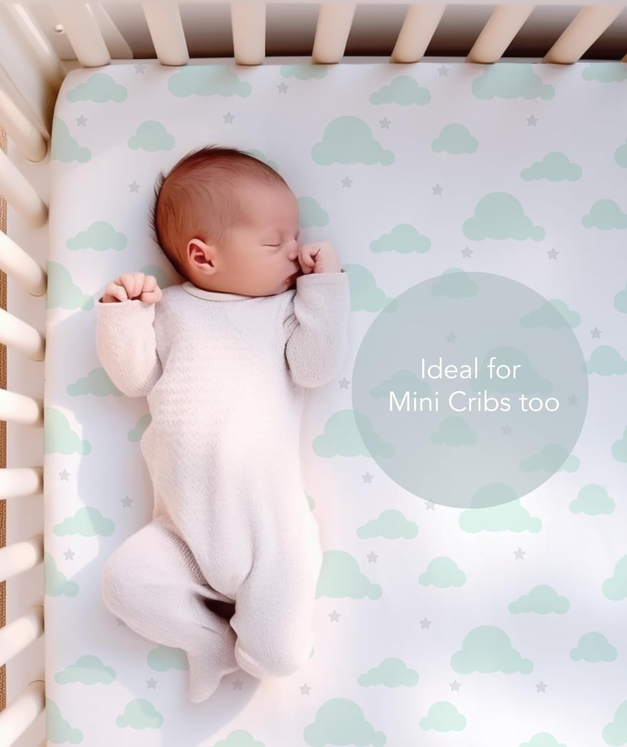 100% Organic Cotton Fitted Sheets for Graco Pack n Play, Babyletto, Pamo Babe, Hiccapop, Dream on Me, Evenflo, Baby Trend, Hygge Hush Portable/Mini Crib/Playards, Beka Bedside Bassinet 2 Pk