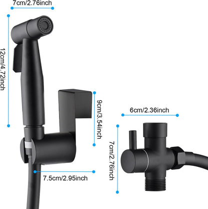Handheld Bidet Sprayer for Toilet, Cloth Diaper Sprayer with Stainless Steel Hose, Holder, and T-Valve (Silver)