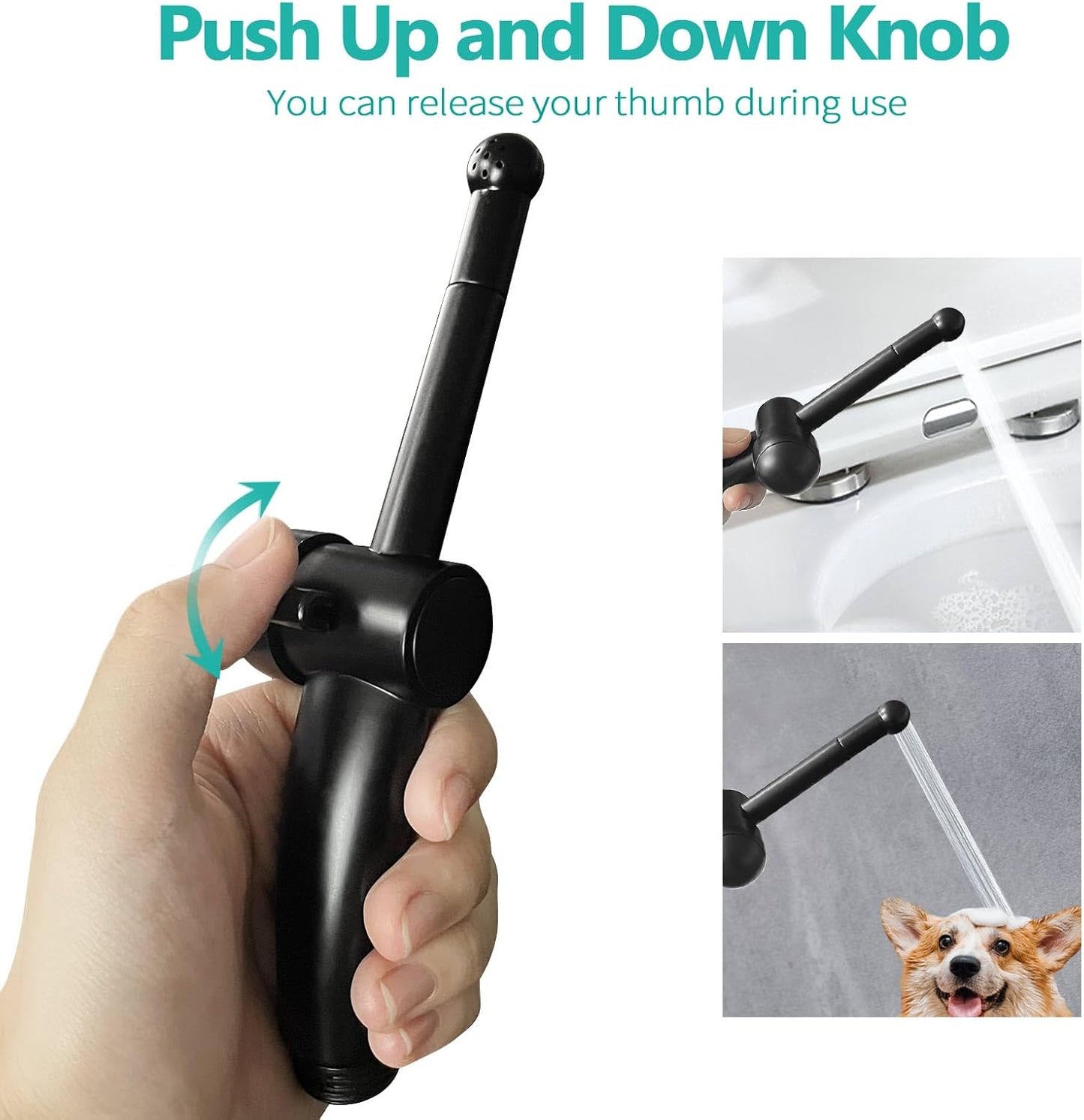 BARROCK Bathroom Hand Held Bidet Sprayer for Toilet Handheld Shattaf Spray Head Attachment Replacement, Adjustable Water Pressure for Feminine, Pets and Baby Diaper Washing, Matte Black