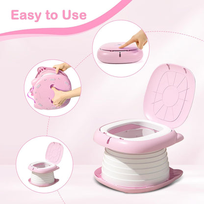 Portable Potty Chair for Toddlers with Splash-Proof Design, Foldable Travel Potty with Bag & 30 Refills - Kids Toilet for Car, Camping, Indoor - Easy Clean Baby Potty Training Seat(Red-blue)