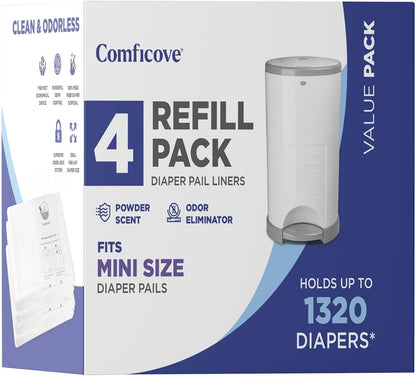 COMFICOVE Refills Compatible with DEKOR PLUS Diaper Pails | 4 Pack | Extra Thick Diaper Pail Refill Liners | Fresh Scent | Easy to Replace and Dispose of Diaper Bag | Odorless Baby Diapers Disposal