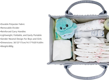 MOMIGO Baby Diaper Caddy Organizer - Fahion Mahua Water-resistent Nursery Storage Basket for Diapers and Baby Wipes, Diaper Stacker Car Organizer, newborn nursery Gift (Green)