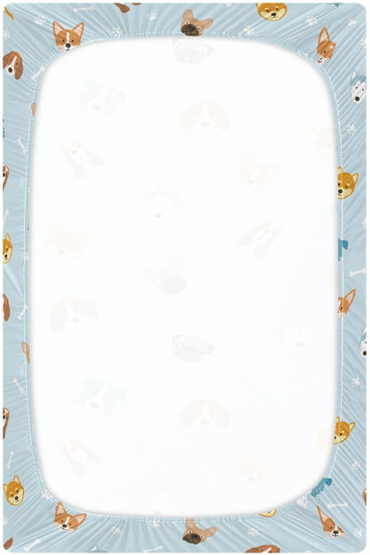 Fall Cute Mushroom Leaves Fitted Crib Sheets Stretchy Portable Playard Sheets for Baby Toddler, Breathable Soft Mini Crib Mattress 52 x 28 in for Boys and Girls