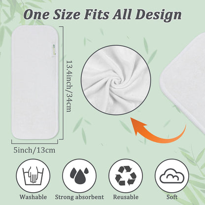 Wegreeco Reusable Soft 5 Layers 12 Pack Charcoal Inserts for Baby Cloth Diaper,High Absorbing Washable Liners