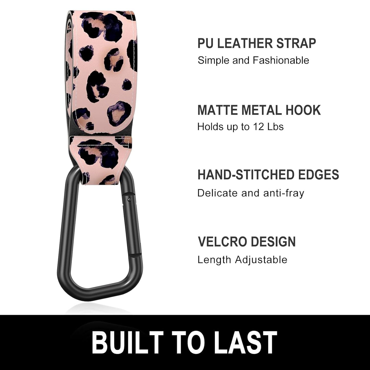 Baby Stroller Hooks for Hanging Bags, Universal Stroller Clips Accessories, Mommy Hook for Diaper Bag, Shopping Cart, Purse, Backpack - 2 Pack, Abstract Leaf
