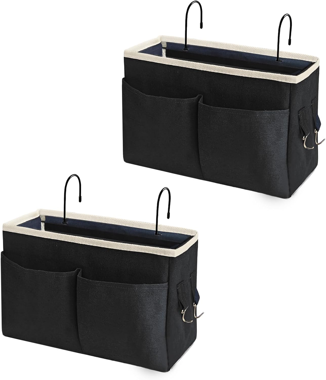 Bedside Caddy Organizer/Bedside Hanging Storage Bag Multi-Function Caddy for Bunk bed Hospital Beds Dorm Bed Rails, Holders Books Glasses Phones Magazine(White)