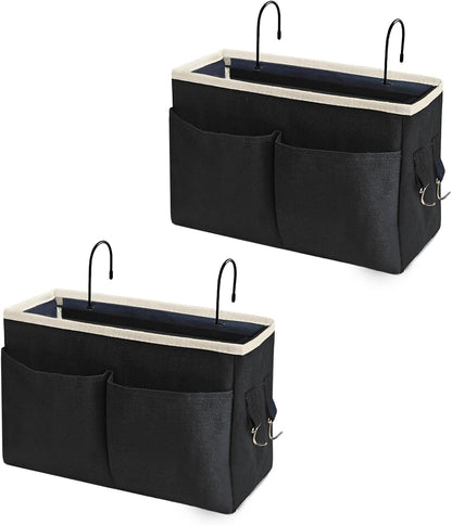 Bedside Caddy Organizer/Bedside Hanging Storage Bag Multi-Function Caddy for Bunk bed Hospital Beds Dorm Bed Rails, Holders Books Glasses Phones Magazine(White)