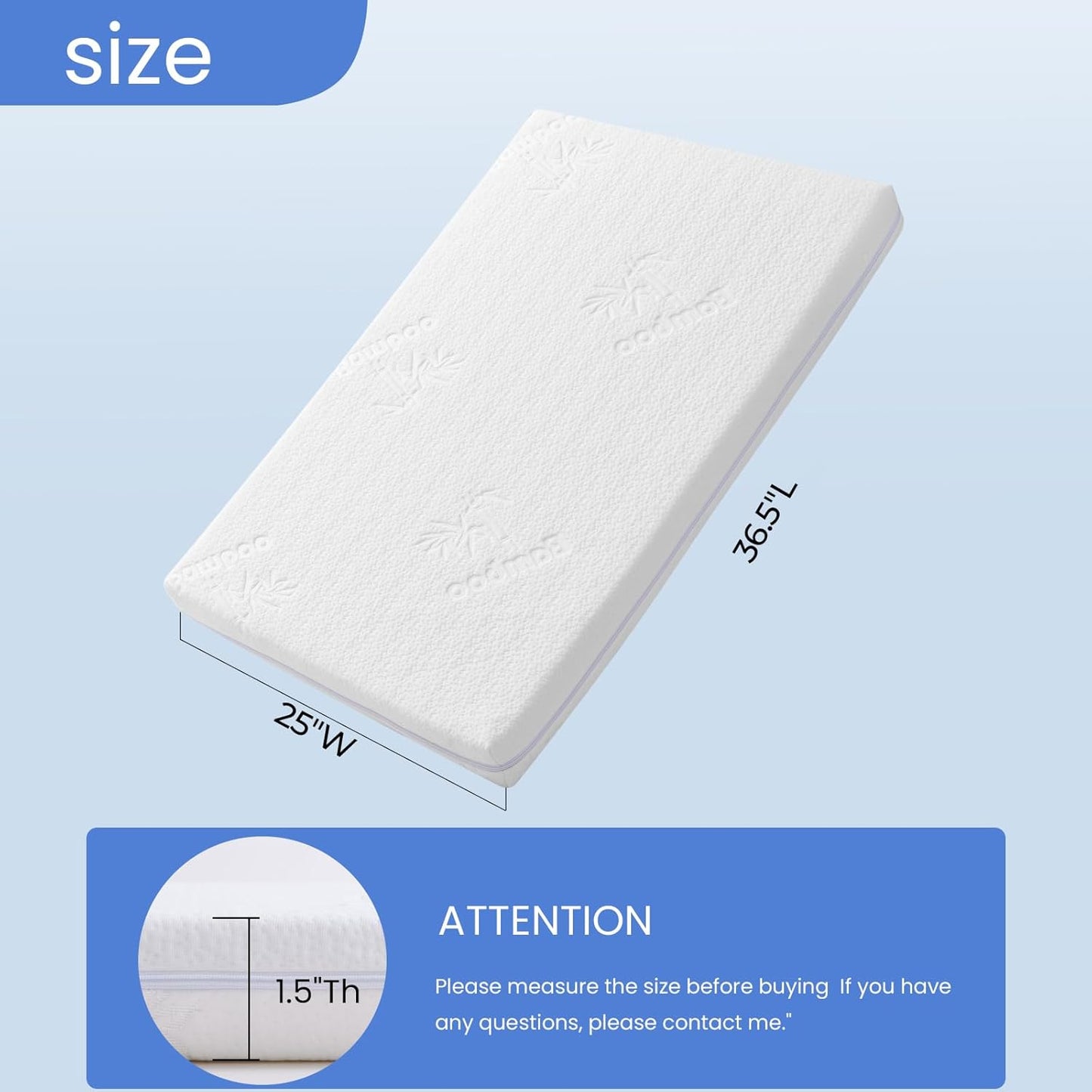 36.5x25 Playard Mattress for Trend: 1.5" Thick Dual Sided Gel Memory Foam Bassinet Mattress Fit for Dream On Me Nest/Zodiak/Zoom Portable, Pamo Babe Deluxe and Baby Trend Playard