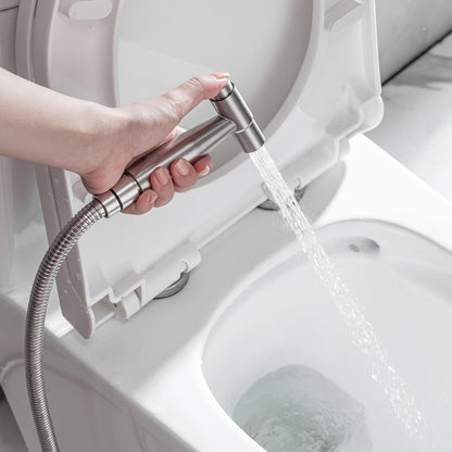 Handheld Bidet Sprayer for Toilet, Premium Stainless Steel Bathroom Bidet Sprayer Set with One-Click Start & Powerful Pressure, Baby Cloth Diaper Sprayer with Complete Accessories - Matte Black