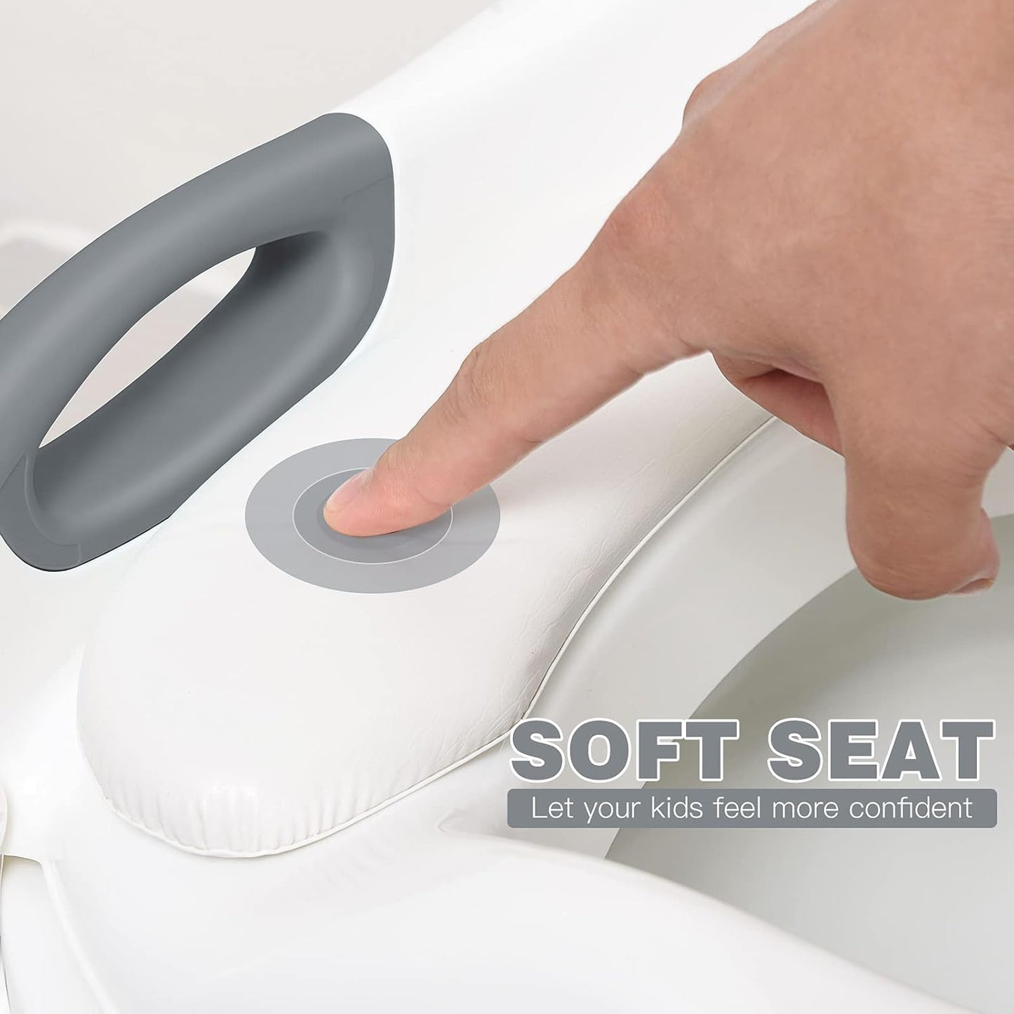 Potty Training Seat, SKYROKU Upgrade Toddler Toilet Seat for Kids Boys Girls, 2 in 1 Potty Training Toilet, Splash Guard Anti-Slip Pad Step Stool,New Sector-Shape Stabilized Base (8899+Grey)