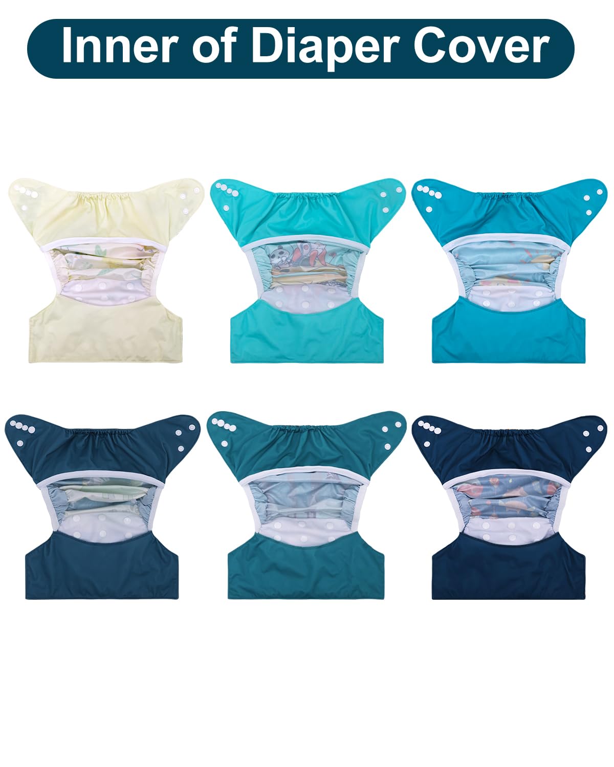 babygoal Cloth Diaper Covers 6 Pack with Wet Bag for Fitted Diapers and Prefolds with Double Gussets, Adjustable and Reusable for Baby Boys and Girls