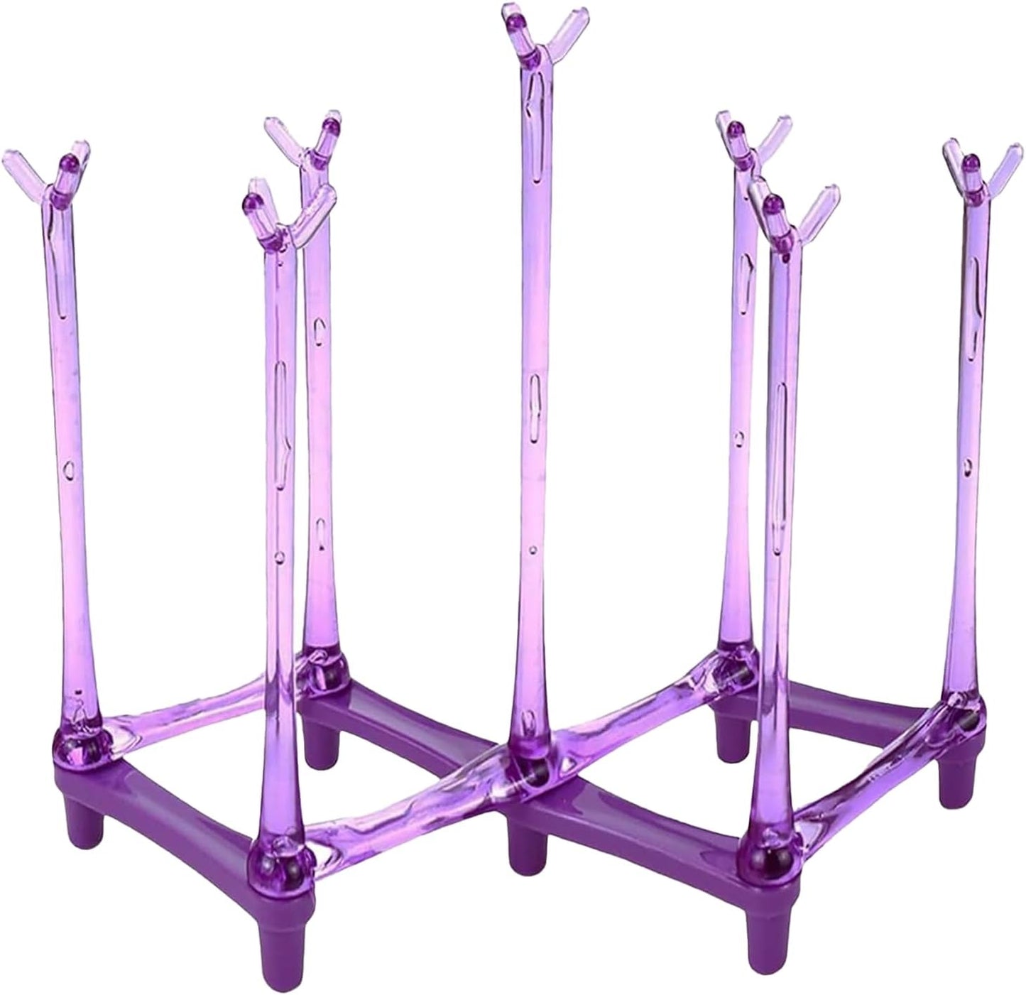 PCTC Retractable Cup Drying Rack, Drinking Glass and Sports Bottle Drainer Stand, Plastic Bag Dryer and Mug Tree with Non-Slip Bottom for Kitchen Countertop (Random Colour)