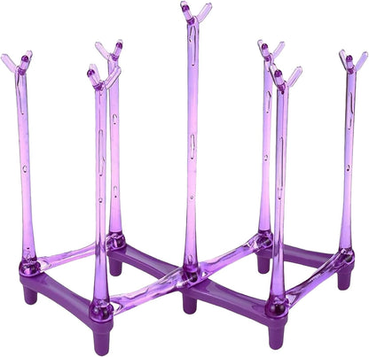 PCTC Retractable Cup Drying Rack, Drinking Glass and Sports Bottle Drainer Stand, Plastic Bag Dryer and Mug Tree with Non-Slip Bottom for Kitchen Countertop (Random Colour)
