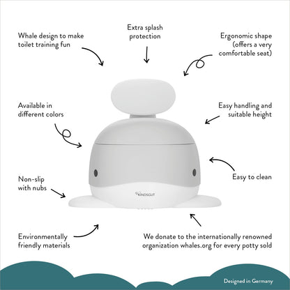 Kindsgut Whale Potty Training Toilet – Ergonomic Toddler Potty for Boys & Girls, Designed in Germany, Non-Slip & Easy Clean, Pigeon Blue