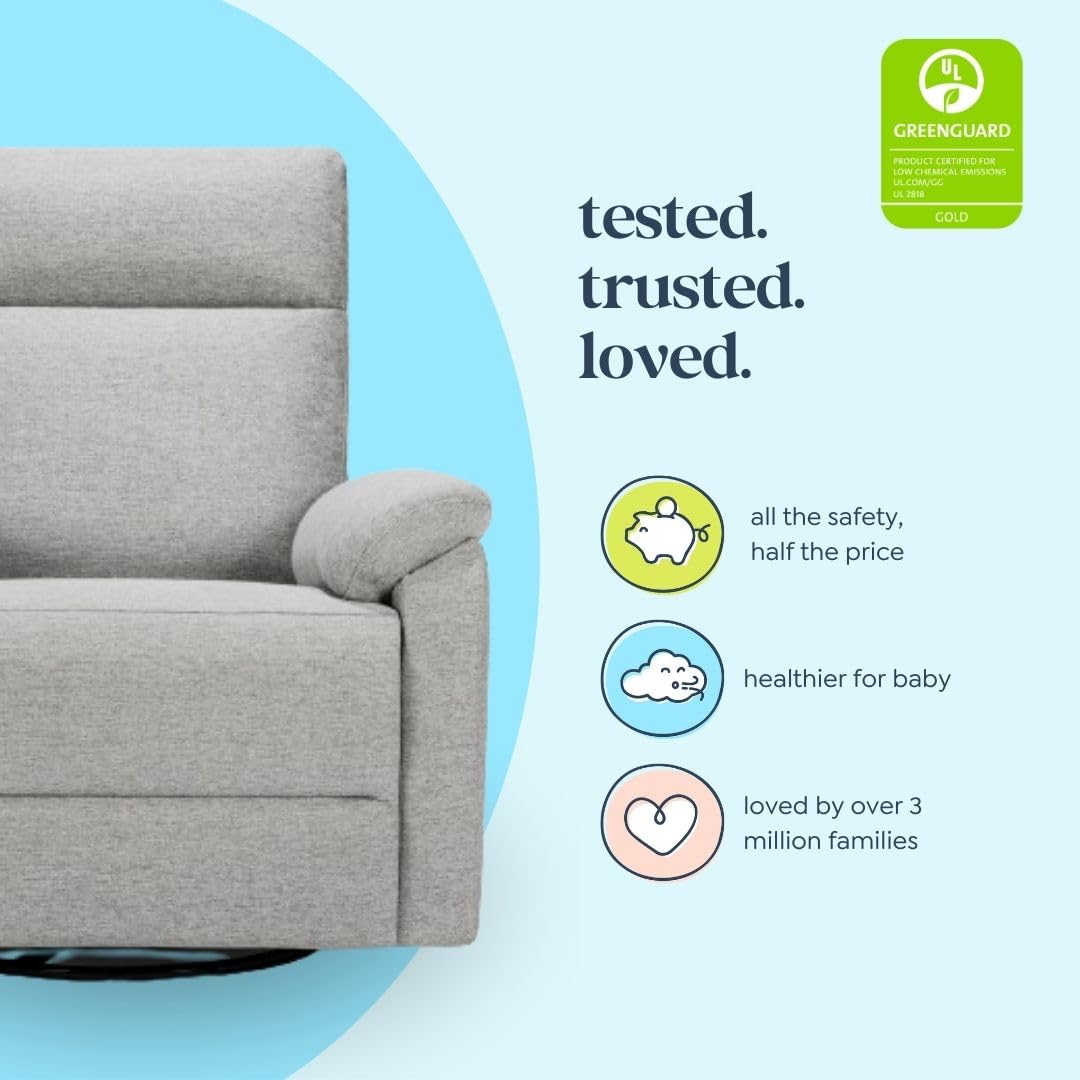 Davinci Suzy Glider Recliner Nursery Chair - Glider Rocking Chair for Nursery and Living Room - GREENGUARD Gold, FSC & Certi-PUR US Certified - 360° Swivel Rocker Recliner Chair (Cozy Cream Boucle)