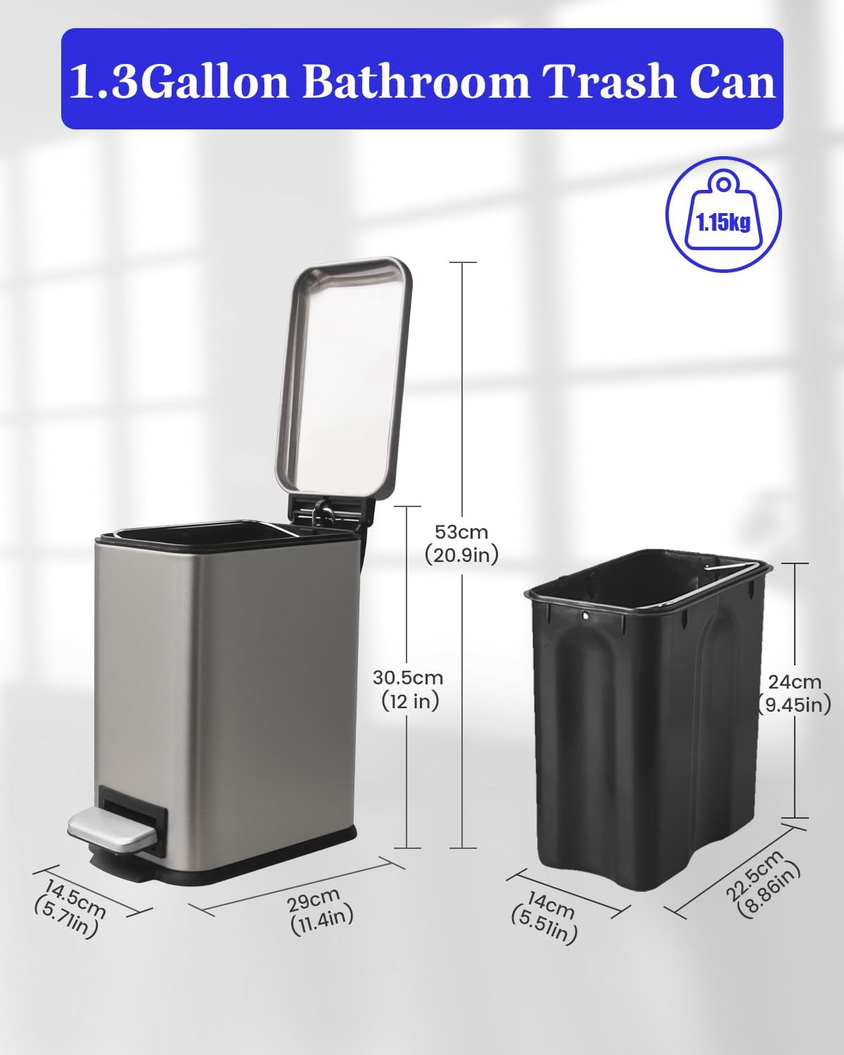 Diaper Pail, Baby Diaper Trash Can with Removal Inner Liner, Childproof Lock, Stainless Steel Garbage Pail with lid, Soft Close, Odor Control Diaper Disposal Bin, 4 Gallon Pink Diaper Can