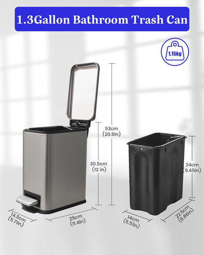 Diaper Pail, Baby Diaper Trash Can with Removal Inner Liner, Childproof Lock, Stainless Steel Garbage Pail with lid, Soft Close, Odor Control Diaper Disposal Bin, 4 Gallon Pink Diaper Can