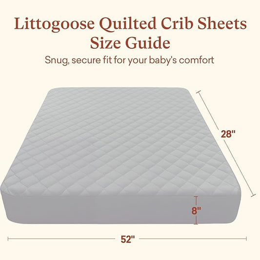 Quilted Crib Mattress Protector (2-Pack), Soft Toddler Mattress Pad Cover, Fits Standard Baby Crib Mattress 52x28''