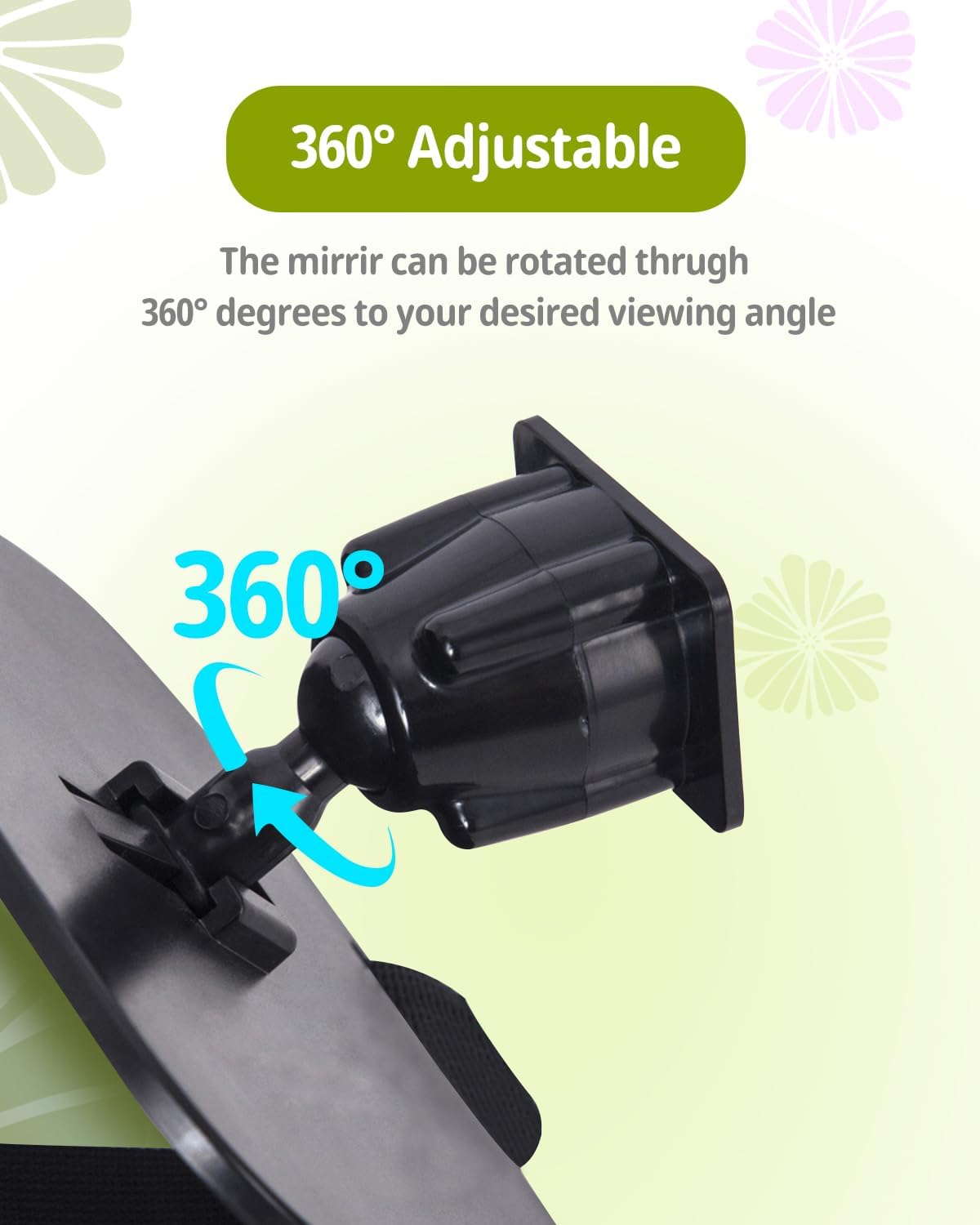 Car Seat Mirror for Rear-Facing Infant – Shatterproof, Adjustable, Wide Angle View, 360° Rotation – Secure and Safe Baby Car Mirror for Back Seat – Easy Installation