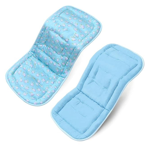 Baby Stroller Cushion, Baby Stroller Seat Liners Universal Stroller Liner, 100% Cotton Breathable and Soft Reversible Toddler Infant Car Seat Insert 34x78cm 1 Pack (Blue Rabbits)